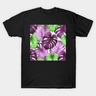 Pink Monstera Tropical Leaves T-Shirt